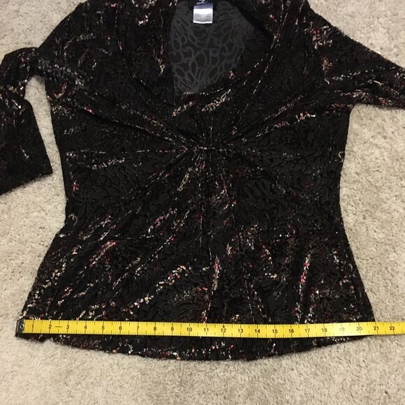 Y2K Vintage Libra Velvet Burn Out Sparkle Top Made in Canada - Picture 14 of 16